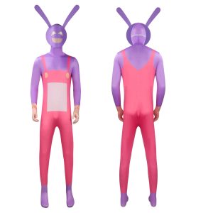 Jax hooded printed suit and rabbit mask front and back