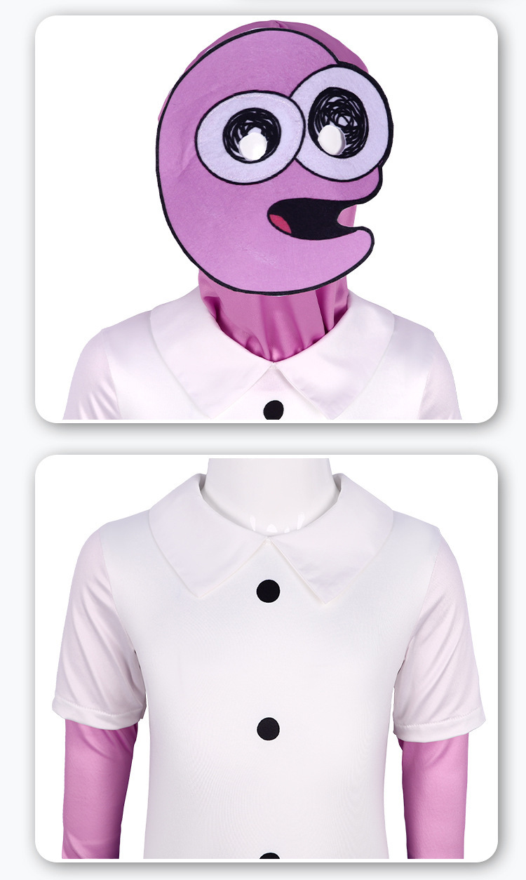 Pim flat character face panel, eye apertures and white pointed collar detail