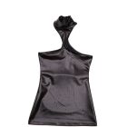 Black high-neck dress photographed flat from the front