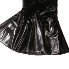 Flared glossy black skirt detail of sailor dress