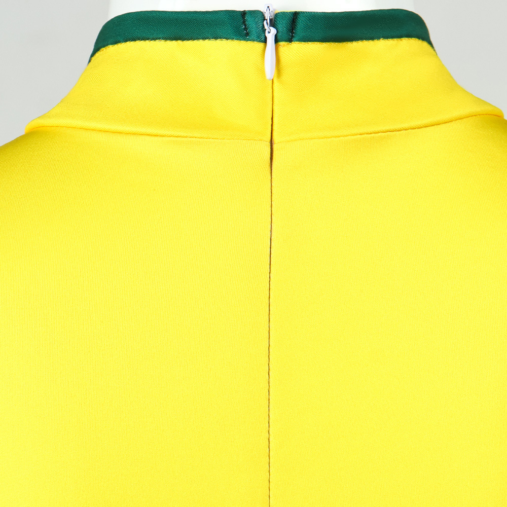 Rogue X-Men Costume With Cropped Jacket And Belt Set 13 Rear zipper at the green-trimmed yellow bodysuit collar