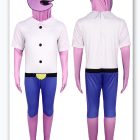 Pim costume front and back showing pink headcover and rear white closure placket