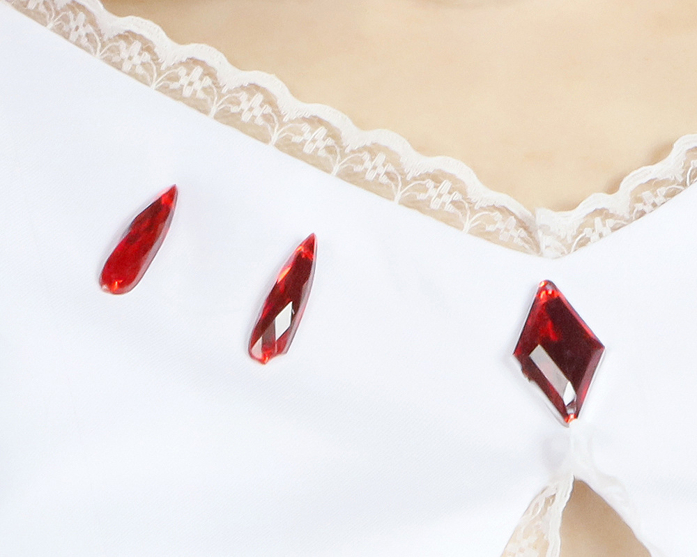 Madoka costume red jewel neckline detail