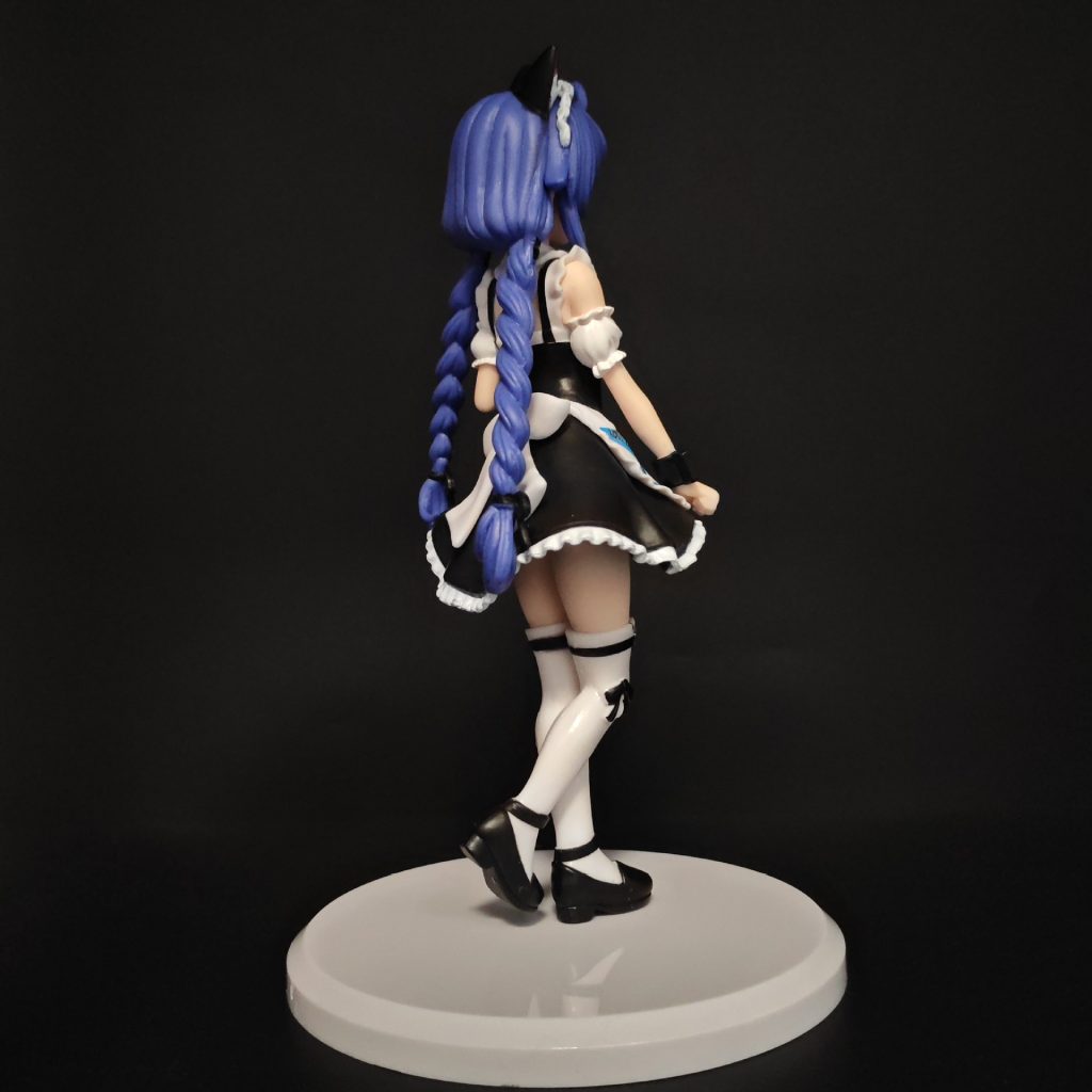 Standing cat-maid figure rear view with bow and braids