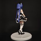 Standing cat-maid figure rear view with bow and braids