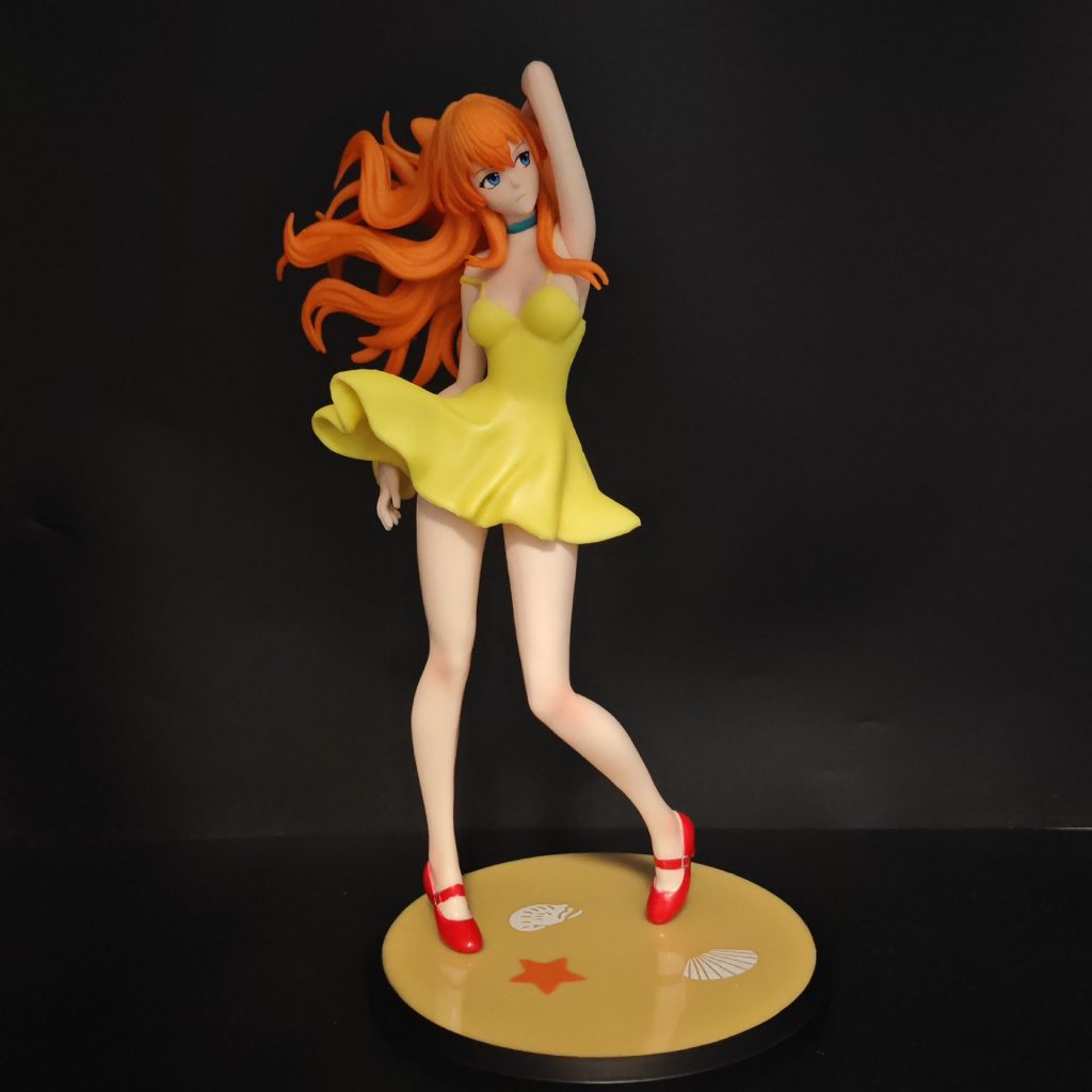 Asuka figure front view with flared dress and shell-and-star base