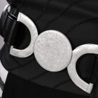 Silver waist emblem and black stitching on female Rover costume