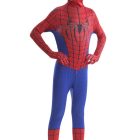 Red and blue Spider-Man costume front with black web print