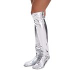 Matching silver leg and foot covers close-up
