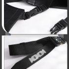 Leon costume chest-harness strap, clips and adjustment detail