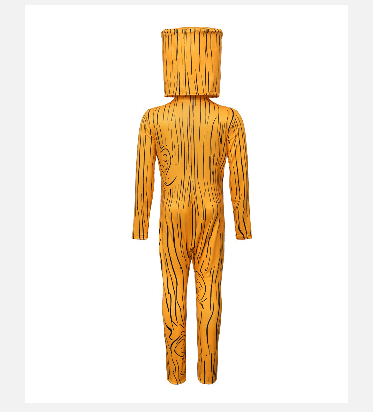 Back of the yellow woodgrain Tung Sahur costume