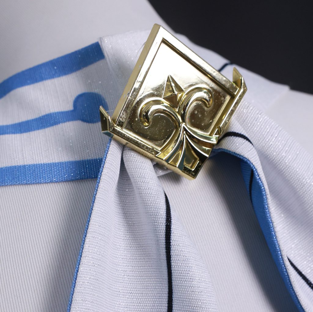 Lumine costume blue trimmed collar and gold-tone fastening ornament