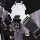 Back strap and pale geometric fastener detail on male Rover costume