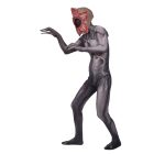 Creature jumpsuit and flower-face mask modeled from the side