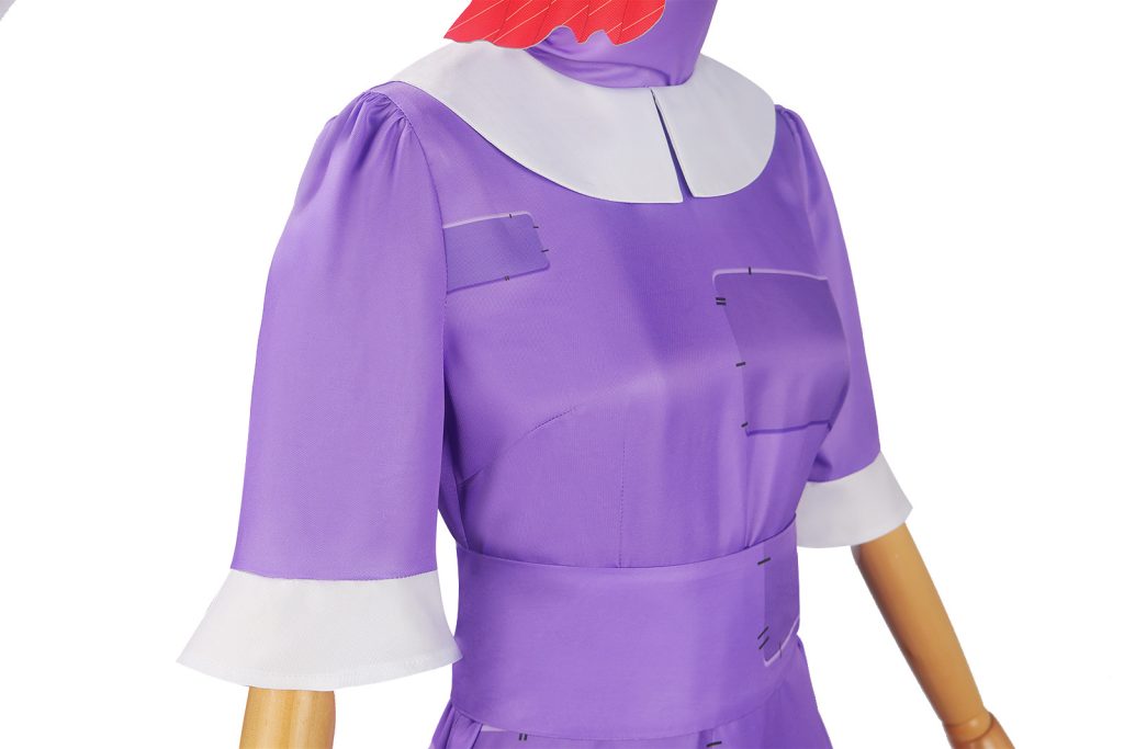 Ragatha dress collar cuffs and patch-print belt detail