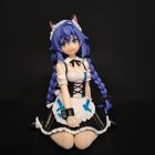 Seated Roxy cat-maid figurine front and apron detail
