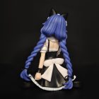 Seated cat-maid figure rear close-up with white bow and long braids