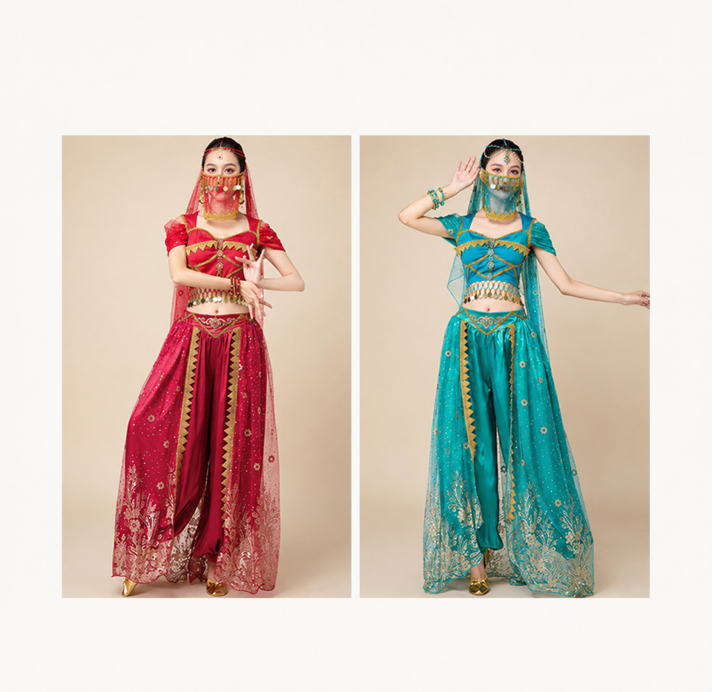 Burgundy and Aqua Blue full costume palettes side by side