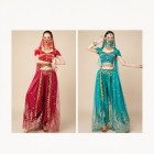 Burgundy and Aqua Blue full costume palettes side by side