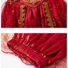 Burgundy embroidered elastic waist and gathered pants cuff details