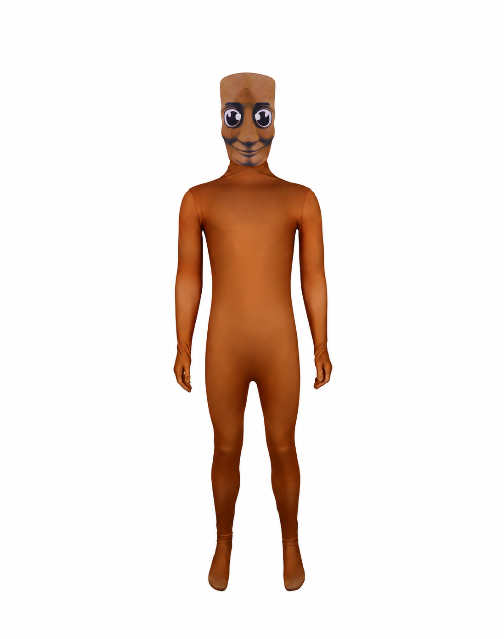 Brown Tung Sahur jumpsuit and printed character headcover