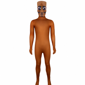 Brown Tung Sahur jumpsuit and printed character headcover