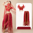Burgundy two-piece choice: cropped top and embroidered overlay pants