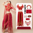 Burgundy seven-piece choice with semicircular face veil braided hairpiece and hair tie