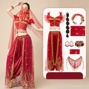 Burgundy seven-piece choice with semicircular face veil braided hairpiece and hair tie