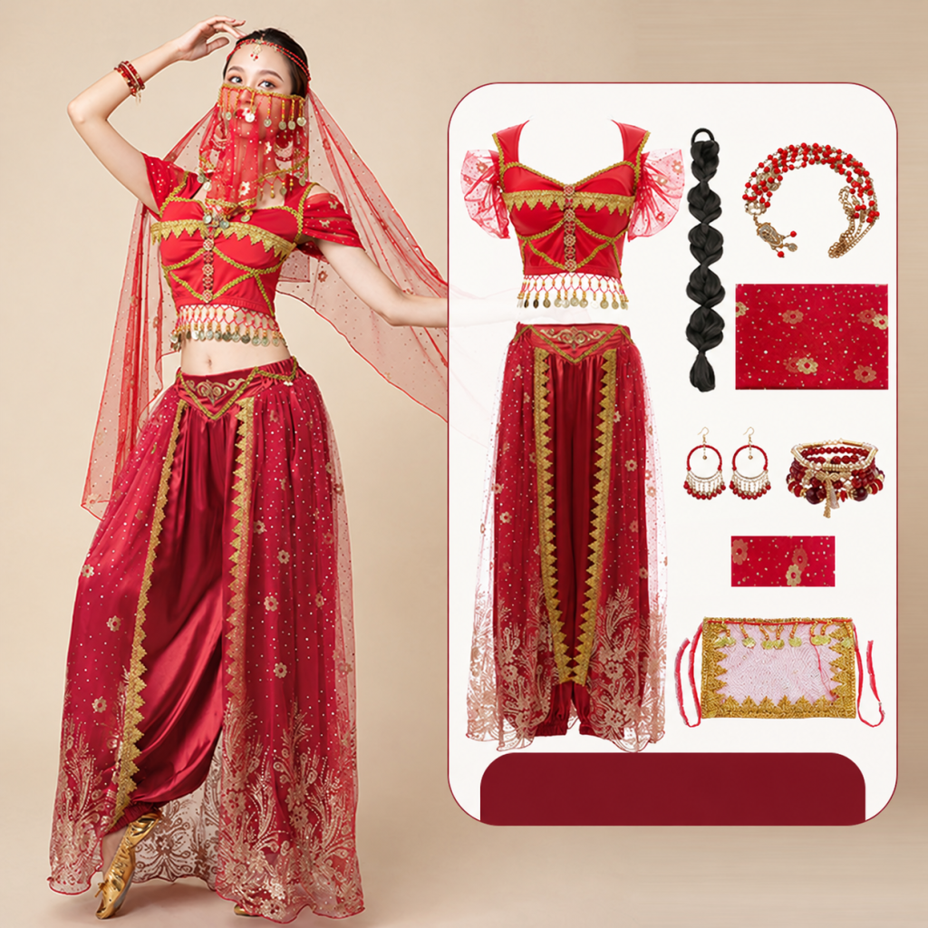 Burgundy seven-piece choice with square face veil braided hairpiece and hair tie
