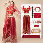 Burgundy seven-piece choice with square face veil braided hairpiece and hair tie