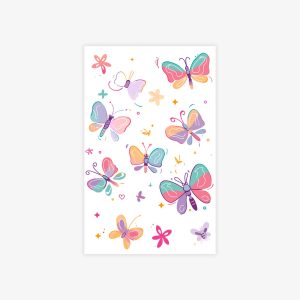 Pastel butterflies and flower temporary tattoo sheet