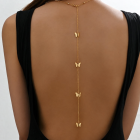Butterfly Pendant Necklace with Back Chain — Gold-colored butterfly back chain