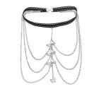 Butterfly Lace-Look Band Leg Chain — Silver-colored butterfly