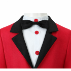 Black bow and contrasting lapels on the Caine costume