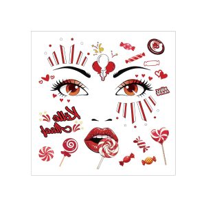 Red candy eye and lip carnival transfer design sheet