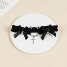 Cat-Ear Ring Bow and Bell Thigh Accessory — Black