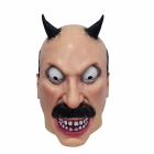 Horned Face mask with two black horns, molded moustache and red toothy grin