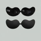 Black dot-adhesive bra front and back
