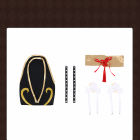 Black Chun-Li outfit components with waist accessory wristbands and hair ornaments