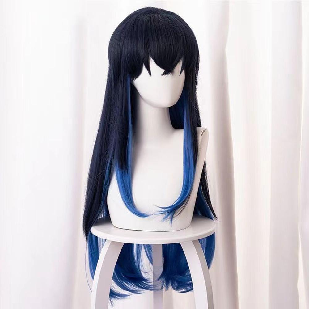 Dark Blue Anime Long Hair Wig - Hashibira Inosuke Demon Slayer 4 cosplayspa cosplayspa Dark Blue Anime Long Hair Wig Hashibira Inosuke Demon Slayer R6TYMD