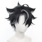 cosplayspa Fontaine Wriothesley Wig GC Genshin Impact Black Grey Hairpiece L29KLK