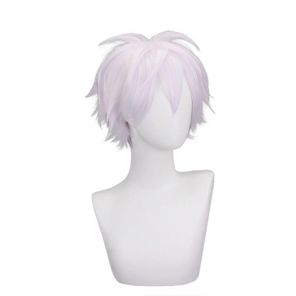 cosplayspa Sanemi Shinazugawa Silver Grey Short Wig for Kimetsu no Yaiba Fans XA328S