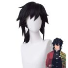 cosplayspa Tomioka Giyuu Demon Slayer Anime Wig with Tanjirou Earrings Kimetsu no Yaiba MDLJJ4