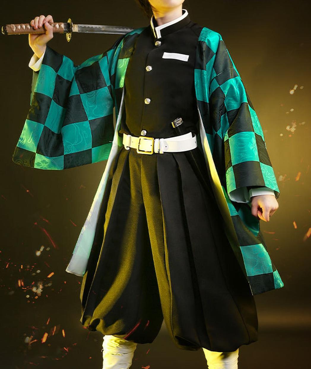 cosplayspa cosplayspa Authentic Kamadou Tanjiro Demon Slayer Kimetsu no Yaiba Mens Halloween Outfit YL96IT