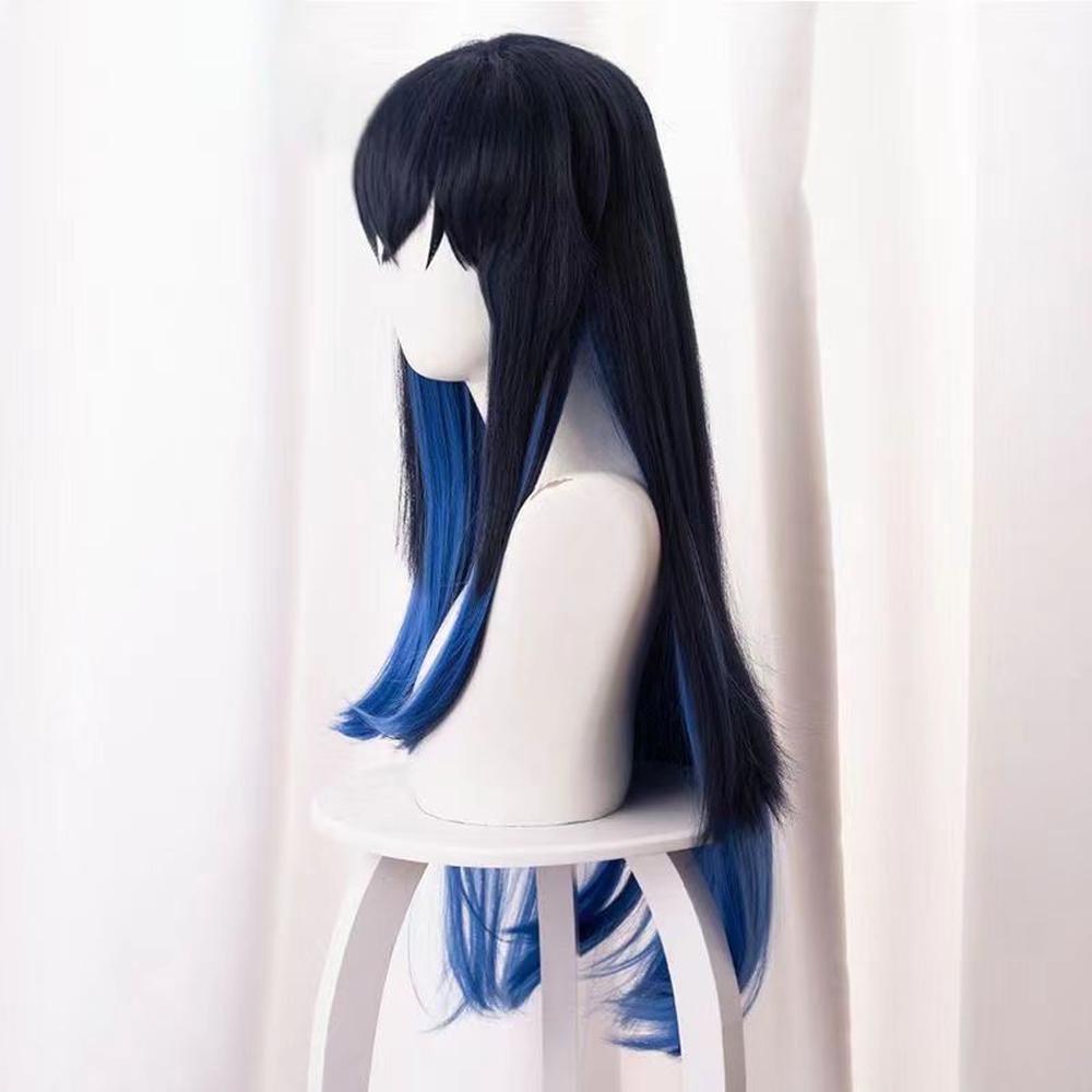 cosplayspa cosplayspa Dark Blue Anime Long Hair Wig Hashibira Inosuke Demon Slayer 6AA0EZ