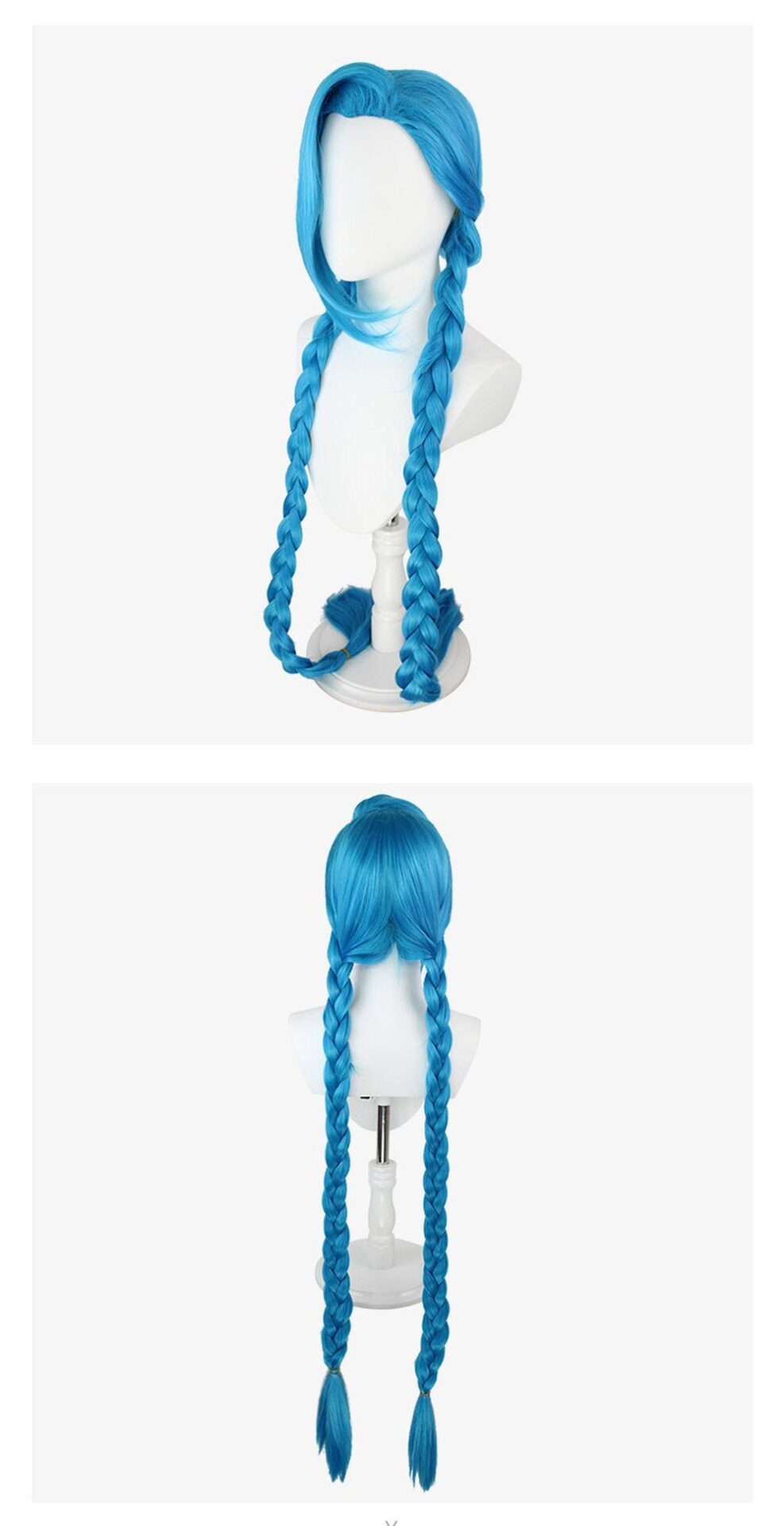 cosplayspa cosplayspa Jinx League of Legends Wig Blue Braided Pigtail for Gamers MVPKLU