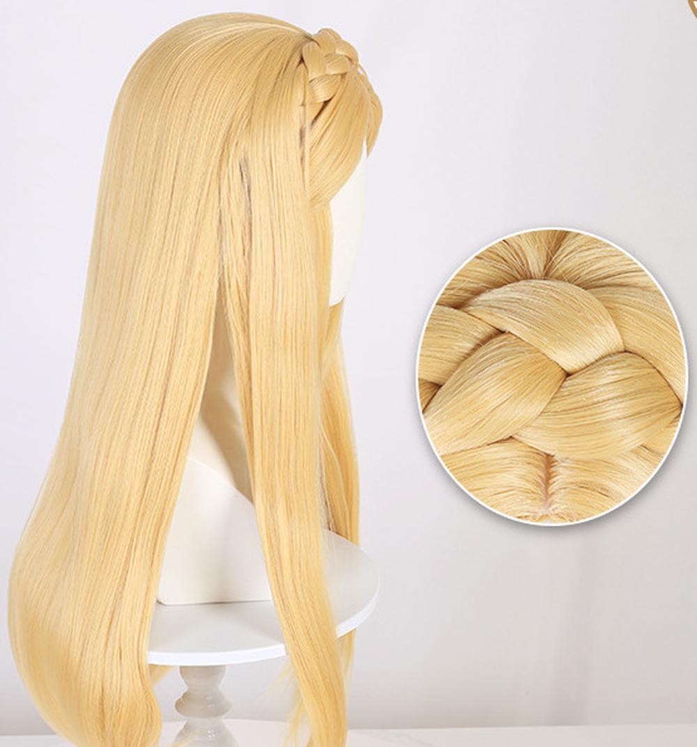 cosplayspa cosplayspa Princess Zelda Long Yellow Wig Elegant Womens Royal Hairpiece DJ2Y5S