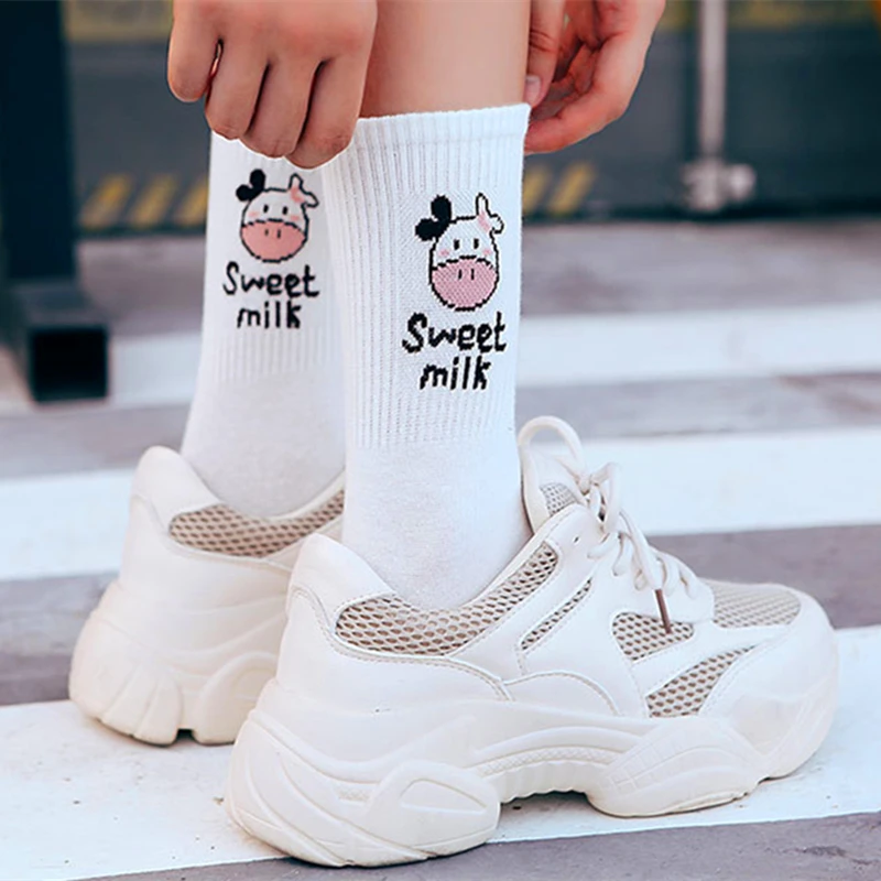 cosplayspa cow harajuku womens socks girls striped bovine themed footwear H561878ef187242cb9bb9bae81490a06az