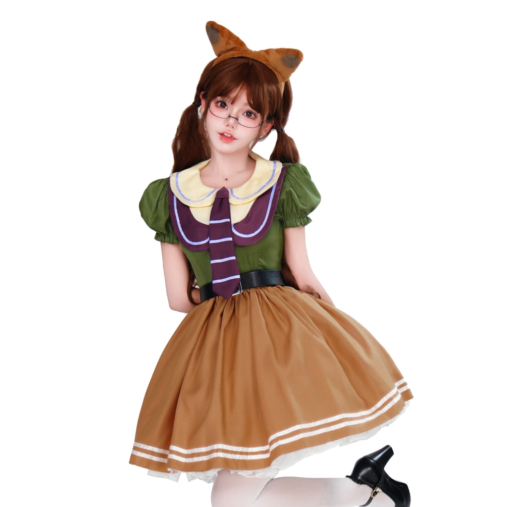 Fox-ear costume on adult model; styling accessories shown separately